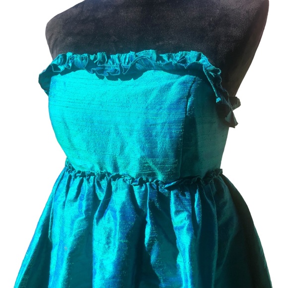 Lula Kate Dupioni Silk Jade Green Strapless Dress size 4 - Picture 5 of 9